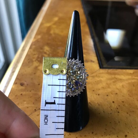 Natural Tanzanite Rare Green Tanzanite Sterling Silver Cocktail Ring Size 5 - Picture 5 of 10